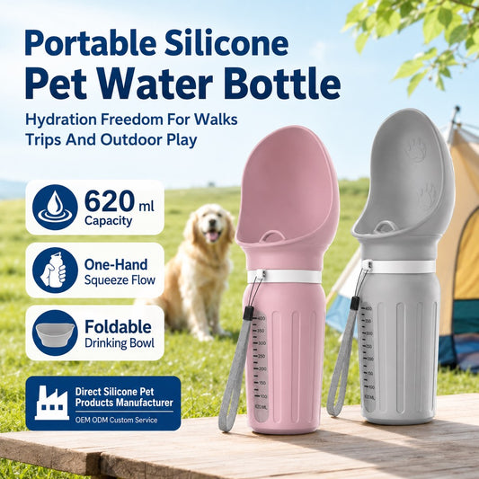 Portable silicone pet water bottle lifestyle